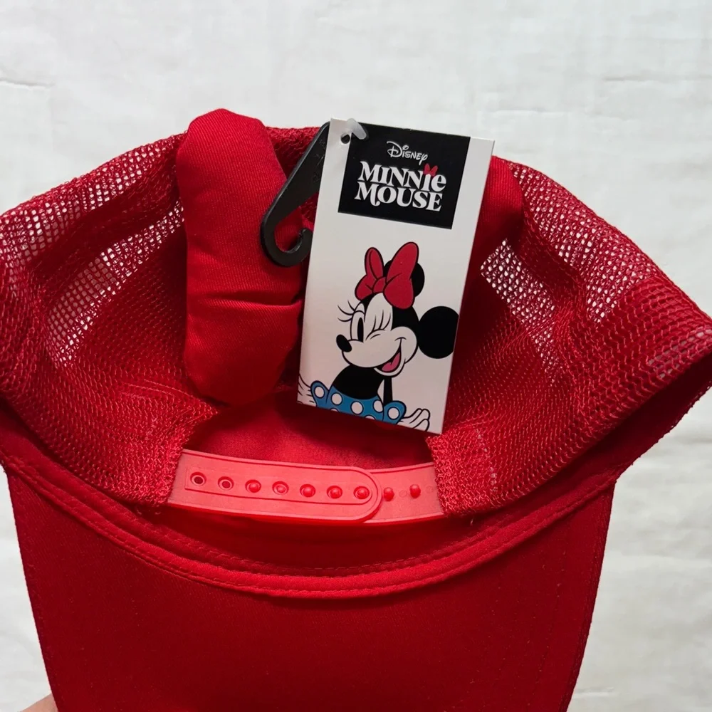 Disney‎ Minnie Mouse Kids Red LOVE Trucker Hat Snapback with 3D Back Bow